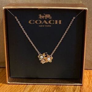 Coach Gold Tone Floral Cluster Necklace